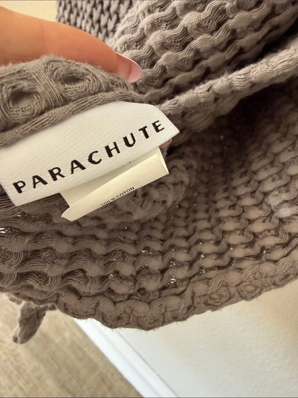 Parachute Waffle Textured Bath Towel Set of 2 Gray 100% Cotton